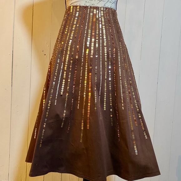NEW! HAVEN BLEU Gold Sequined Skirt Color Aztec Brown Gold Size XL - Picture 2 of 5
